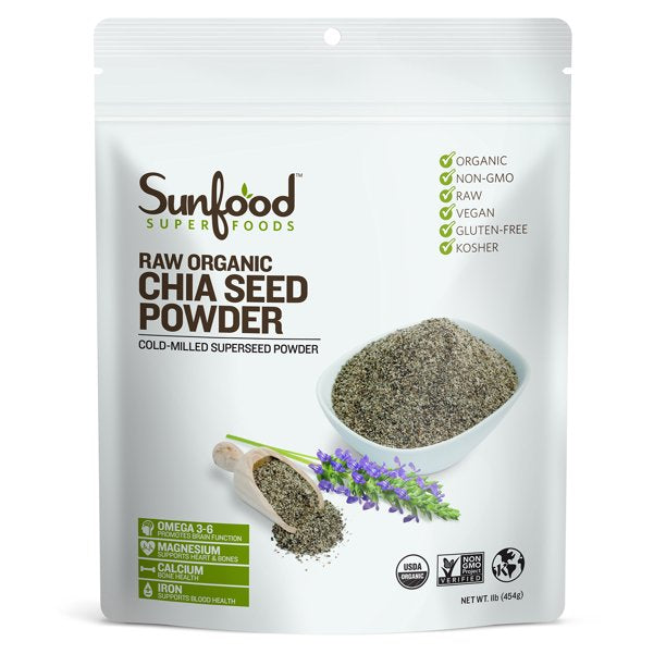Sunfood Superfoods Organic Chia Seed Powder, 1.0 Lb
