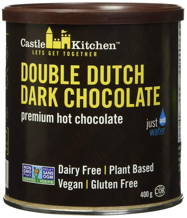 Castle Kitchen Double Dutch Dark Chocolate - Dairy-Free, Vegan Premium Hot Chocolate Mix - Just Add Water - 14 oz