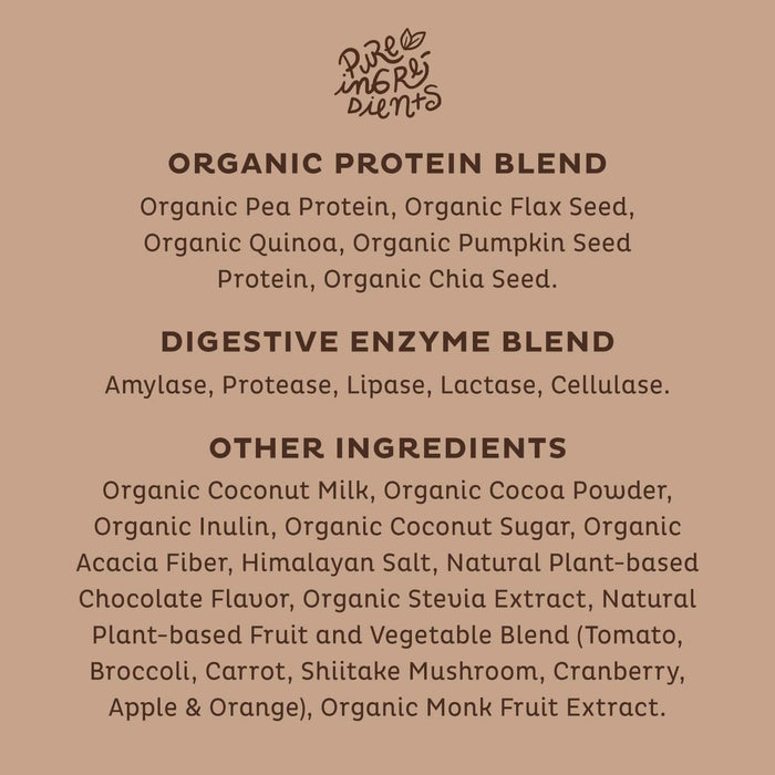 KOS Organic Plant Based Protein Powder, Chocolate - Delicious Vegan Protein Powder - Keto Friendly, Gluten Free, Dairy Free & Soy Free - 2.6 Pounds, 30 Servings