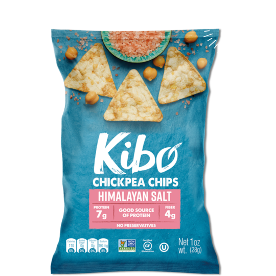 Kibo Himalayan Salt Chickpea Chips - Gluten Free and Plant-Based, Non-GMO, Kosher + Vegan. 1 oz. 12 Pack
