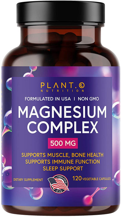 Plant.O Premium Magnesium Supplement [Vegan Oxide & Citrate, 500mg] High Absorption Complex for Sleep Aid, Calm, Muscle Relaxer, Natural Energy, Stress & Anxiety Relief, Non-GMO 120 Veggie Capsules