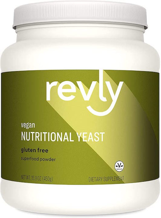 Revly Vegan Nutritional Yeast Non-Fortified Superfood 15.9 Oz. Powder - 6g Protein, Amino Acids, Vitamins, Minerals - 30 Servings