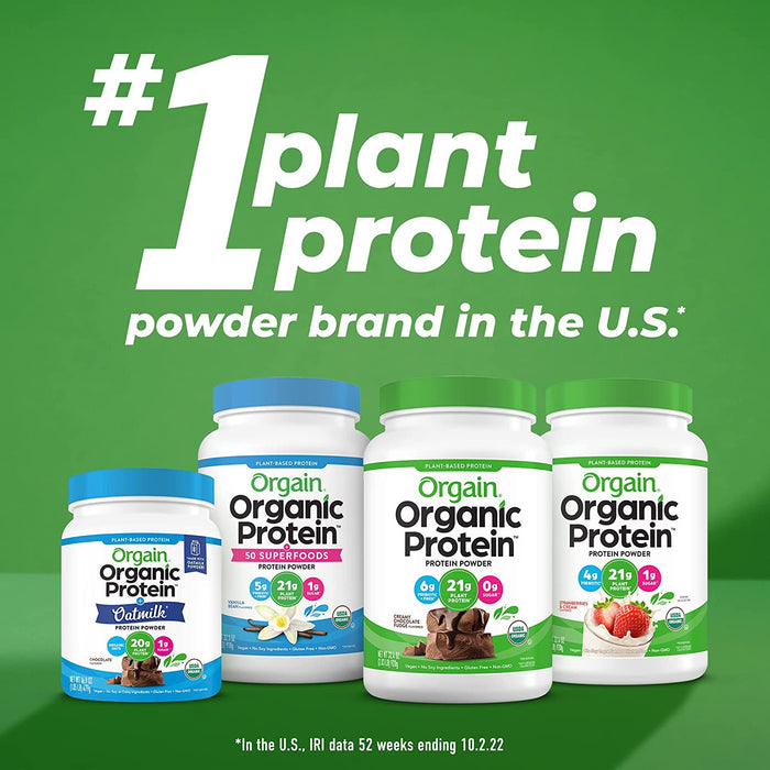 Orgain Organic Vegan Protein Powder, Iced Coffee, 21g of Plant Based Protein, 60mg of Caffeine, Low Net Carbs, Non Dairy, Gluten Free, No Sugar Added, Soy Free, Kosher, Non-GMO, Flavored, 2.03 Lb