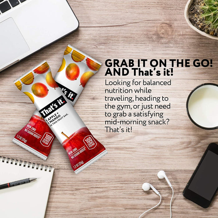 That's it. Apple + Mango 100% Natural Real Fruit Bar, Best High Fiber Vegan, Gluten Free Healthy Snack, Paleo for Children & Adults, Non GMO No Sugar Added, No Preservatives Energy Food (12 Pack)