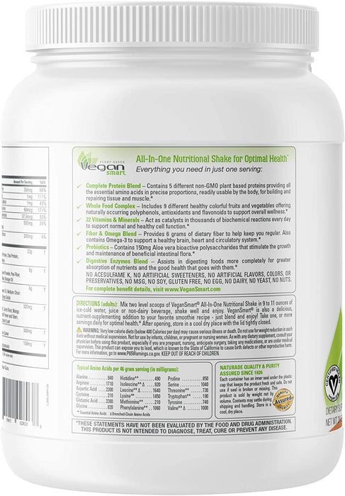 Vegansmart Plant Based Vegan Protein, Chocolate 15 Servings 24.3 Oz