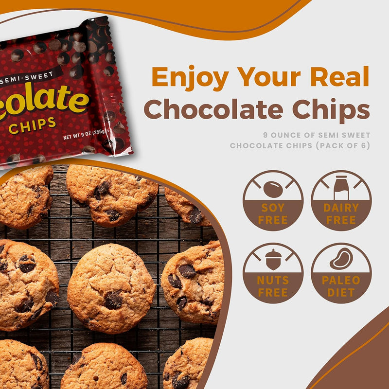 Lieber’s Vegan Semi-Sweet Real Chocolate Chips, 9 oz – Gluten Free, Dairy Free, Kosher Parve, Low Calorie Chocolate Chips for Baking (9 Oz Pack Of 3 or 6)