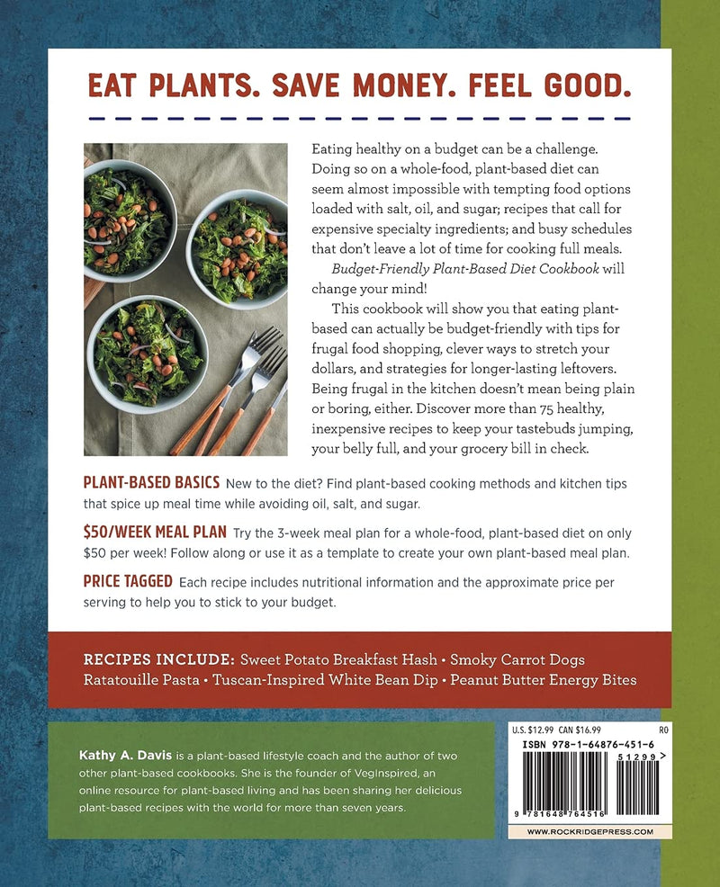 Budget-Friendly Plant Based Diet Cookbook: 3 Whole-Food Meals a Day (Paperback)