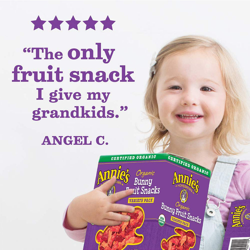 Annie's Organic Bunny Fruit Snacks, Variety Pack, Gluten Free, Vegan, 24 Pouches