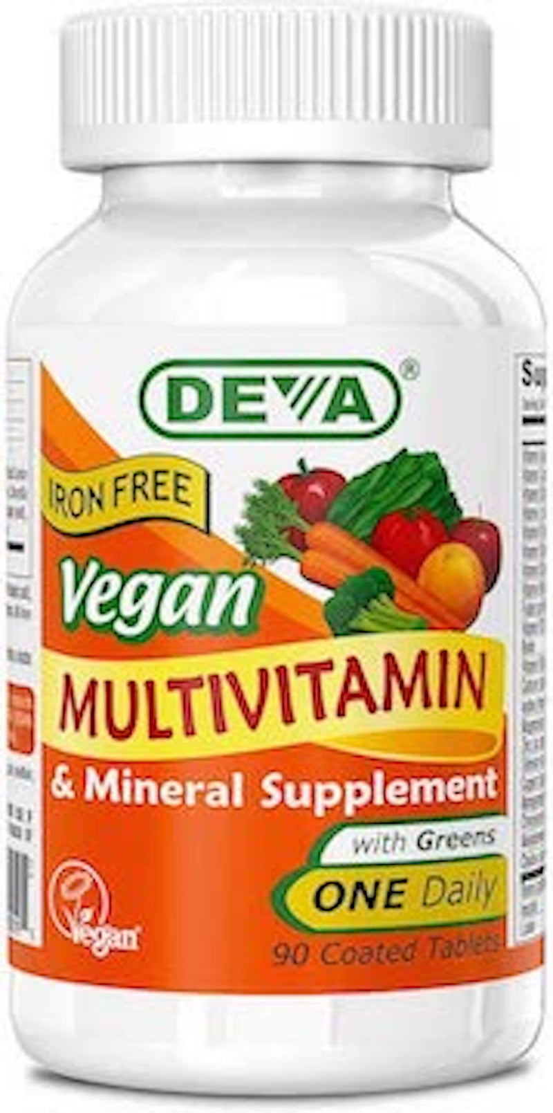 Deva Vegan Multivitamin and Mineral Supplement with Iron Free -- 90 Tablets