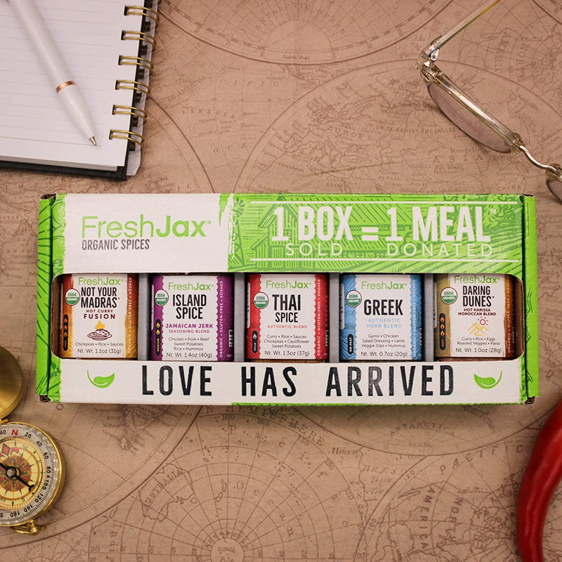 Taste the World Organic Spice Sampler Gift Set: The International Culinary Chef's Seasoning Collection FreshJax Organic Seasonings - Gift Box Included - Vegan Kosher Gluten-Free (Made in USA)