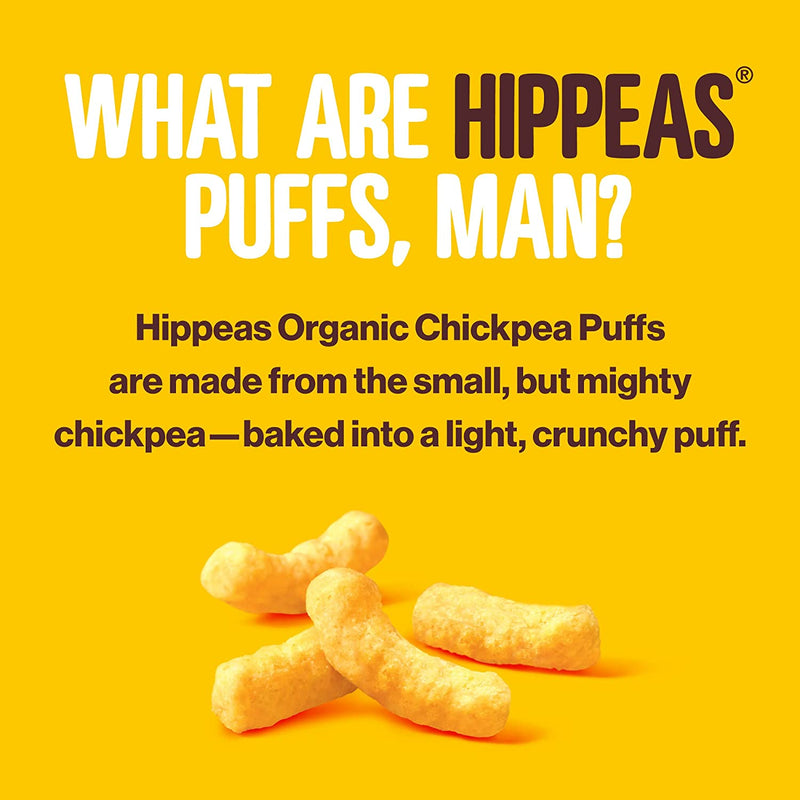 HIPPEAS Organic Chickpea Puffs + Vegan White Cheddar | 1.5 Ounce, 12 Count | Vegan, Gluten-Free, Crunchy, Protein Snacks