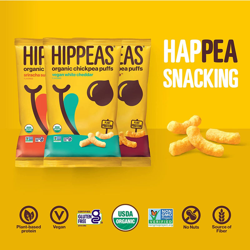HIPPEAS Organic Chickpea Puffs + Variety Pack | 1.5 Ounce, 12 Count | Vegan, Gluten-Free, Crunchy, Protein Snacks