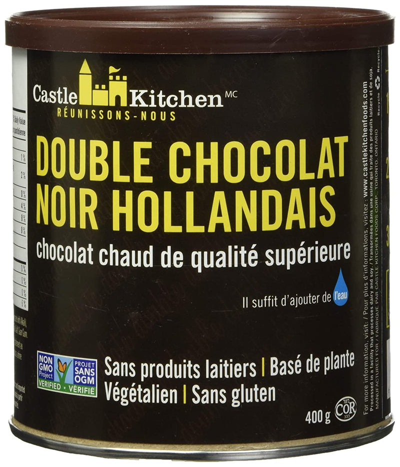 Castle Kitchen Double Dutch Dark Chocolate - Dairy-Free, Vegan Premium Hot Chocolate Mix - Just Add Water - 14 oz