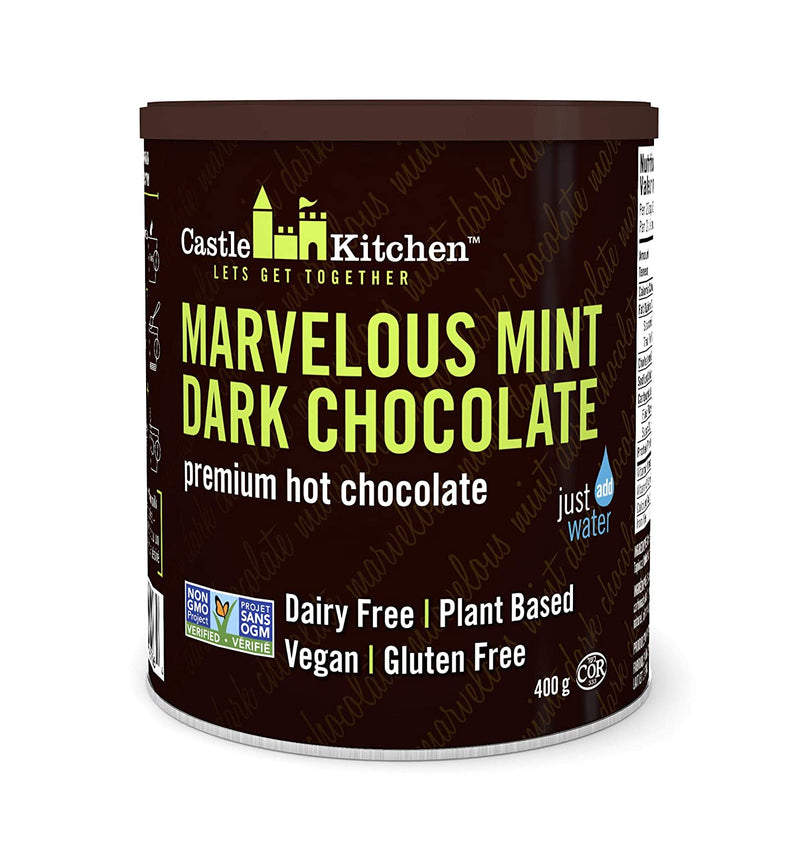 Castle Kitchen Marvelous Mint Dark Chocolate - Dairy-Free, Vegan Premium Hot Chocolate Mix - Just Add Water - 14 oz