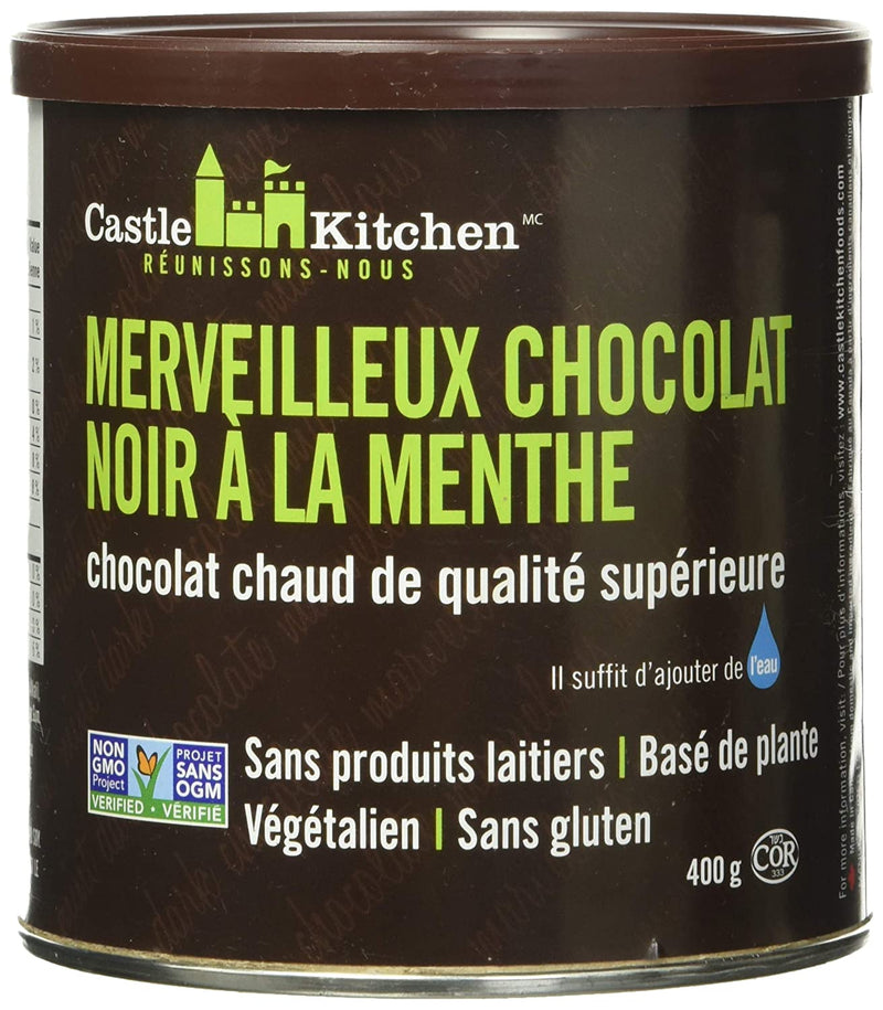 Castle Kitchen Marvelous Mint Dark Chocolate - Dairy-Free, Vegan Premium Hot Chocolate Mix - Just Add Water - 14 oz