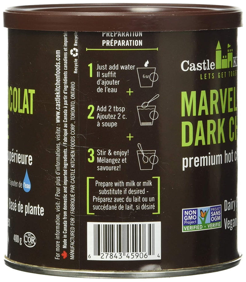 Castle Kitchen Marvelous Mint Dark Chocolate - Dairy-Free, Vegan Premium Hot Chocolate Mix - Just Add Water - 14 oz