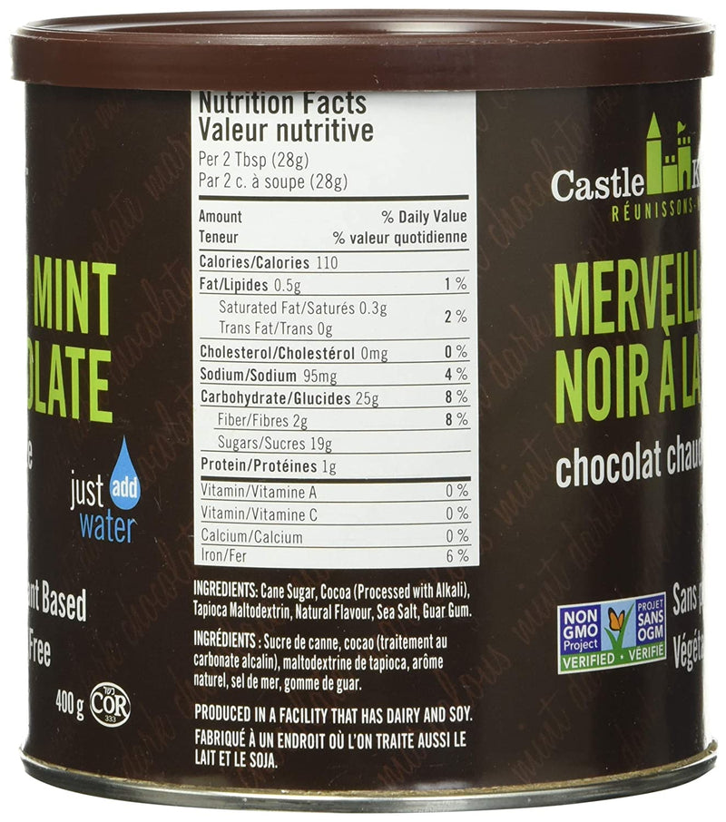 Castle Kitchen Marvelous Mint Dark Chocolate - Dairy-Free, Vegan Premium Hot Chocolate Mix - Just Add Water - 14 oz