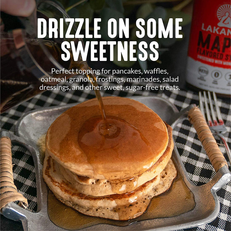 Lakanto Sugar Free Maple Syrup - Monkfruit Sweetener, Keto Diet Friendly, Vegan, 1g Net Carbs, Pancakes, Waffles, Oatmeal, Coffee, Tea, Granola, Frosting, Marinade, Dressing (13 Fl Oz - Pack of 1)