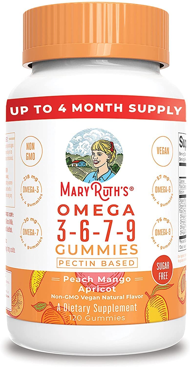 Omega 3 6 7 9 | Up to 4 Month Supply | Omega 3 Supplement | Vegan Omega 3 Gummies for Heart Health & Energy Support | Flaxseed Oil | No Fish Taste | Non-GMO | Gluten Free | 120 Count