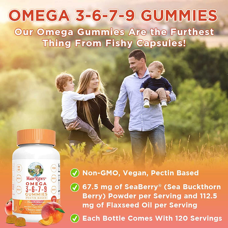Omega 3 6 7 9 | Up to 4 Month Supply | Omega 3 Supplement | Vegan Omega 3 Gummies for Heart Health & Energy Support | Flaxseed Oil | No Fish Taste | Non-GMO | Gluten Free | 120 Count