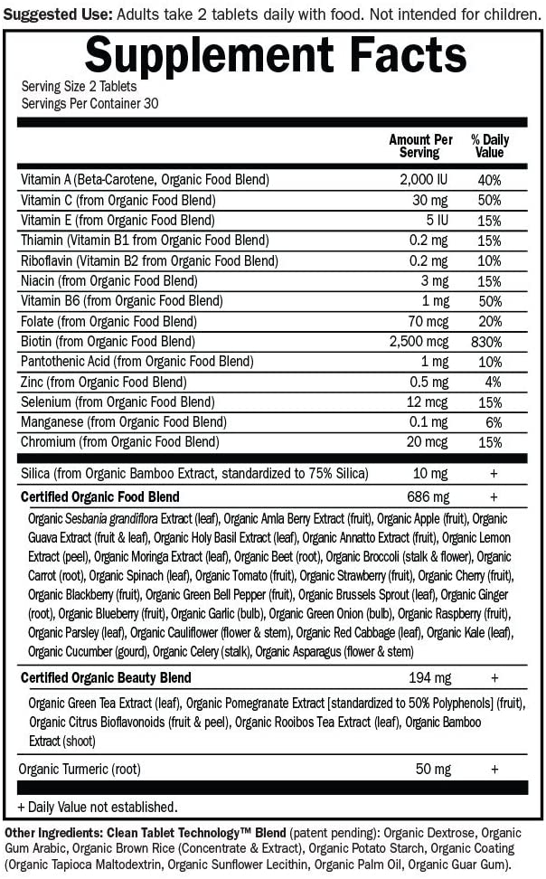 Garden of Life Vegan Collagen Builder - Mykind Organics Organic Plant Collagen Builder - Vegan Collagen Builder for Beautiful Hair, Skin and Nails, 60 Tablets, Collagen Support Supplements