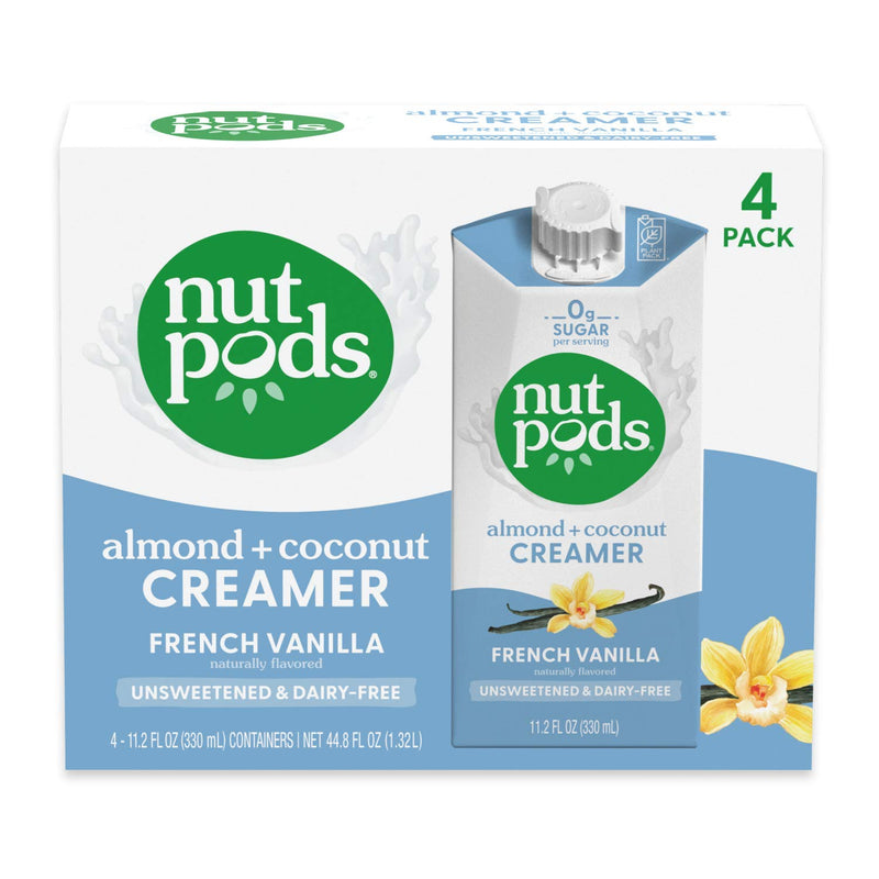 Nutpods French Vanilla, (4-Pack), Unsweetened Dairy-Free Creamer, Made from Almonds and Coconuts, Whole30, Gluten Free, Non-GMO, Vegan, Kosher