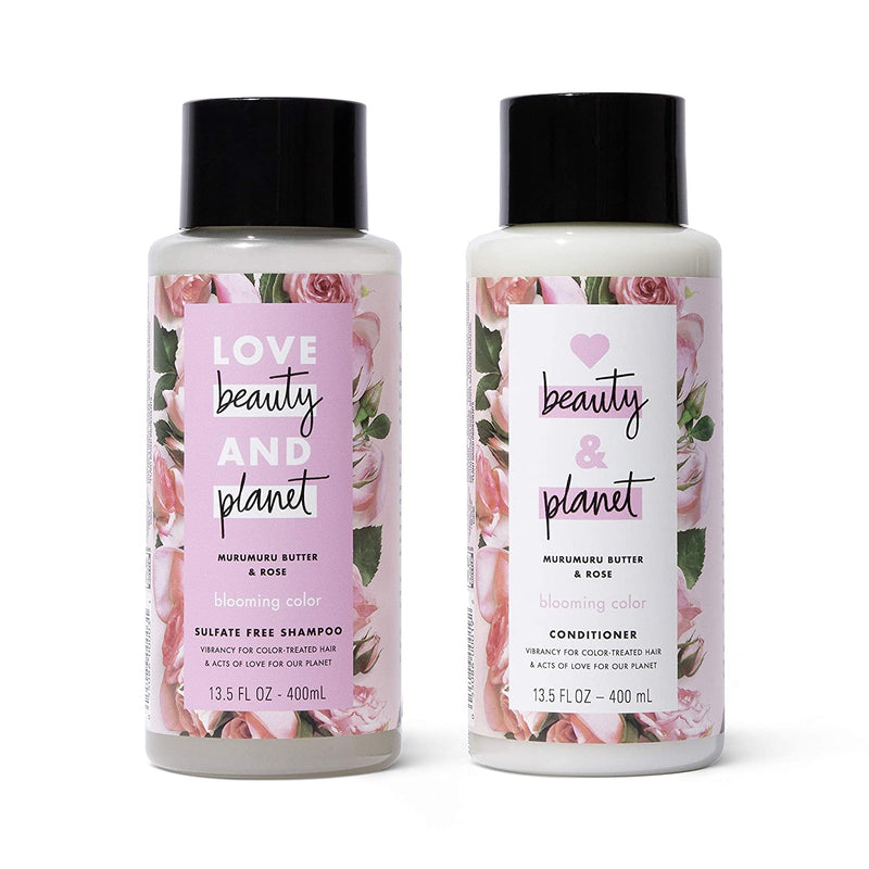 Love Beauty and Planet Shampoo & Conditioner for Color-Treated Hair Murumuru Butter & Rose Shampoo and Conditioner Silicone Free, Paraben Free and Vegan 13.5 oz 2 Count