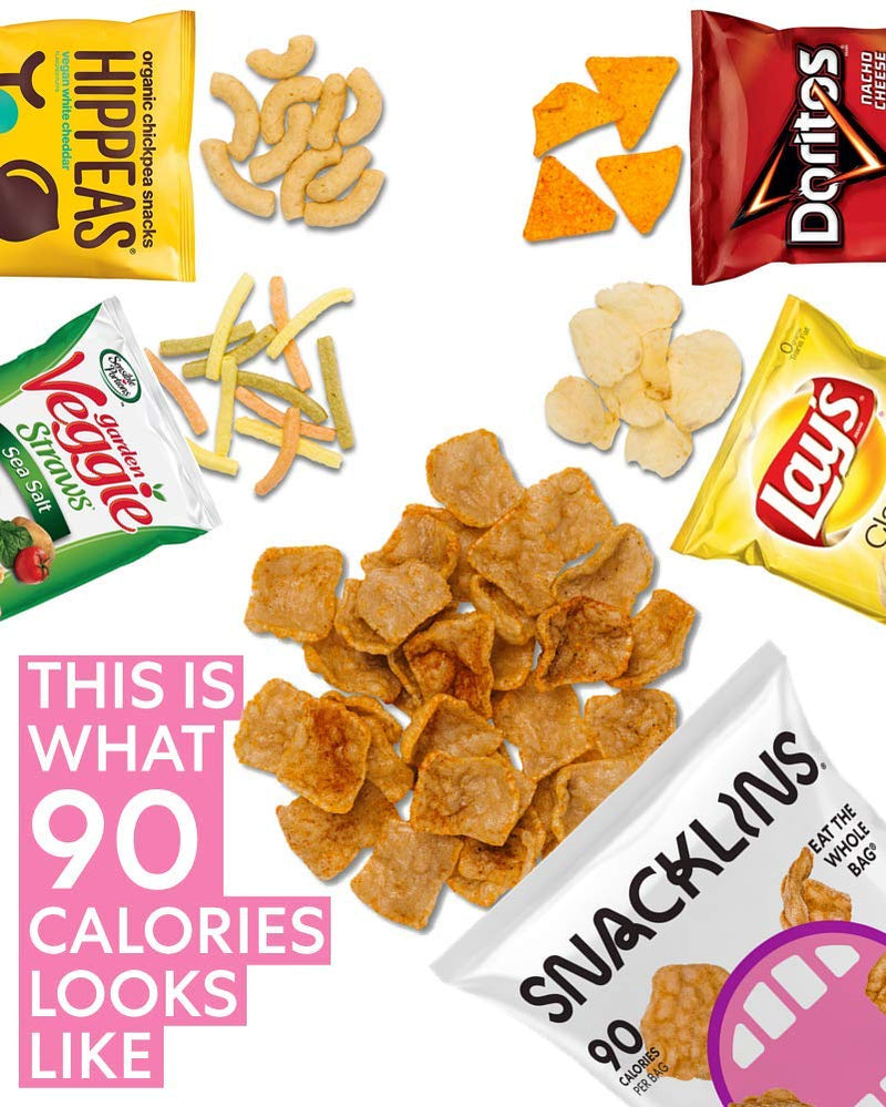 SNACKLINS Plant Based Crisps, Low Calorie Snacks,Crunchy Vegan Chips, Non-GMO, Gluten-Free, Healthy Snacks - Nacho, 0.9oz (Pack of 12)