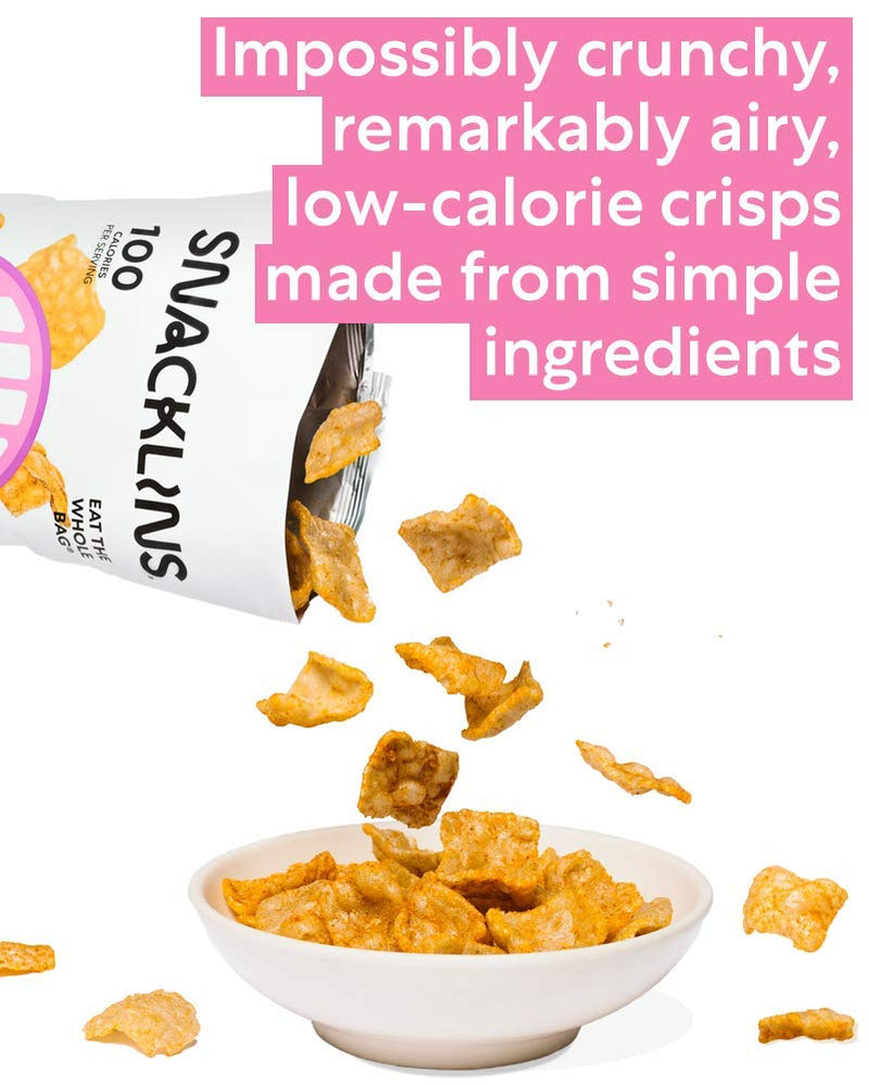 SNACKLINS Plant Based Crisps, Low Calorie Snacks,Crunchy Vegan Chips, Non-GMO, Gluten-Free, Healthy Snacks - Nacho, 0.9oz (Pack of 12)