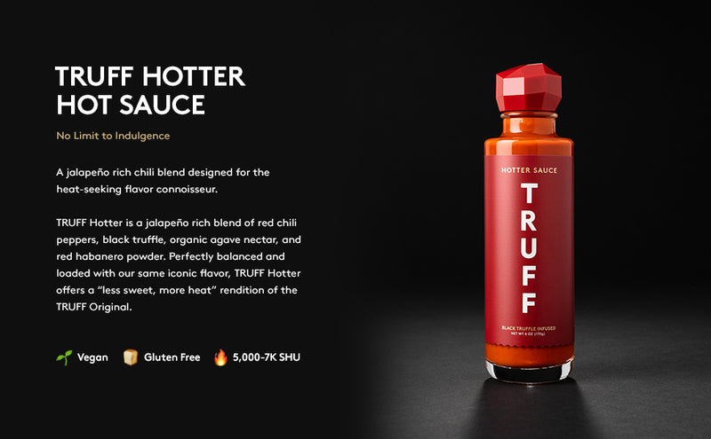 TRUFF Hotter Black Truffle Hot Sauce, Gourmet Hot Sauce with Jalapeño, Red Chili Peppers with More Heat, Black Truffle Oil, Organic Agave Nectar, Hotter Flavor Experience in a Bottle, 6 oz.