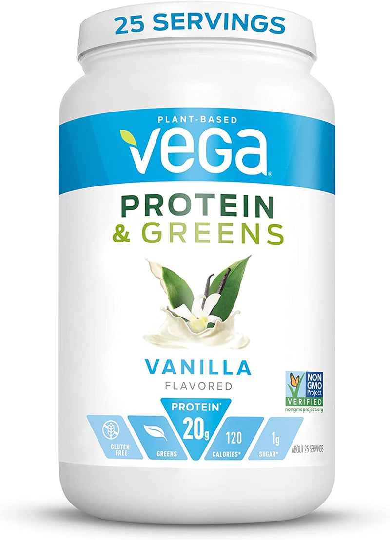 Vega Protein and Greens, Vanilla, Vegan Protein Powder, 20g Plant Based Protein, Low Carb, Keto, Dairy Free, Gluten Free, Non GMO, Pea Protein for Women and Men, 1.7 Pounds (25 Servings)