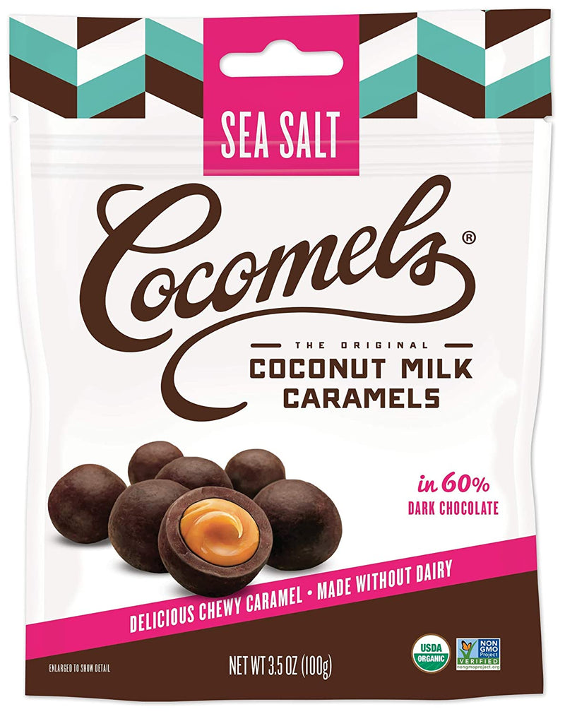 Cocomels Chocolate Sea Salt Caramel Bites, Organic Candy, Dairy Free, Vegan, Gluten Free, Non-GMO, No High Fructose Corn Syrup, Kosher, Plant Based, (1 Pack)