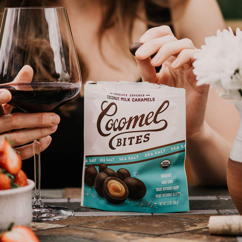 Cocomels Chocolate Sea Salt Caramel Bites, Organic Candy, Dairy Free, Vegan, Gluten Free, Non-GMO, No High Fructose Corn Syrup, Kosher, Plant Based, (1 Pack)