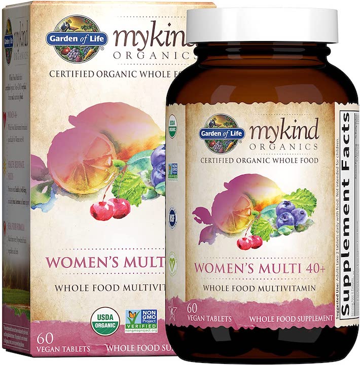 Garden of Life mykind Organics Vitamins for Women 40+, Womens Multi 40+, Vegan Over 40, Hormone & Breast Health Support Blend, Whole Food Womens Multivitamin, 60 Tablets