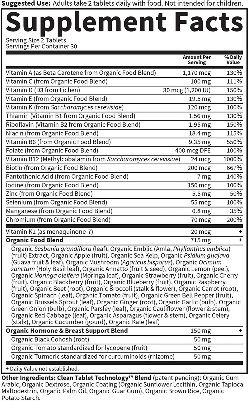 Garden of Life mykind Organics Vitamins for Women 40+, Womens Multi 40+, Vegan Over 40, Hormone & Breast Health Support Blend, Whole Food Womens Multivitamin, 60 Tablets